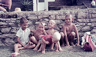 Kids on beach.