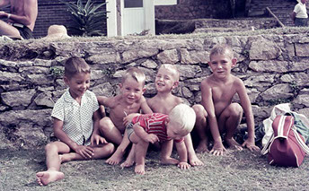 Kids on beach.