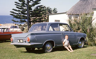 Old car at sea.